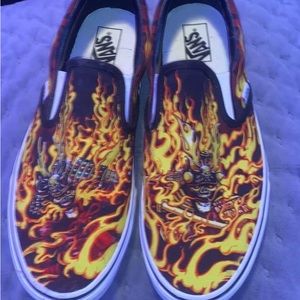 Flame Slip on Vans
